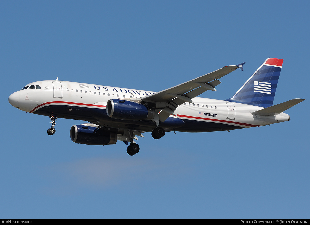 Aircraft Photo of N830AW | Airbus A319-132 | US Airways | AirHistory.net #176859