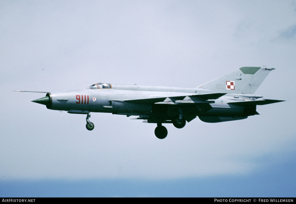 Aircraft Photo of 9111 | Mikoyan-Gurevich MiG-21MF | Poland - Air Force | AirHistory.net #177528