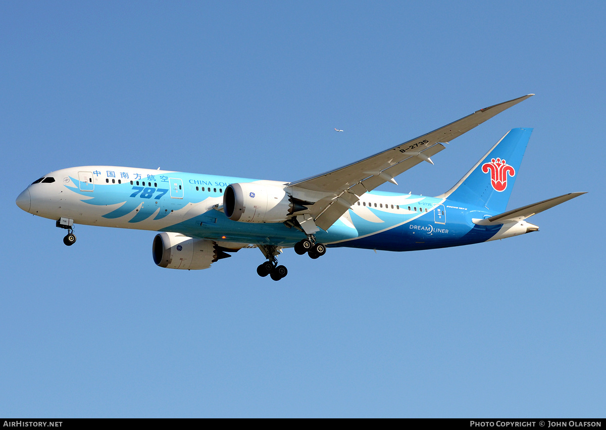 Aircraft Photo of B-2735 | Boeing 787-8 Dreamliner | China Southern Airlines | AirHistory.net #179306