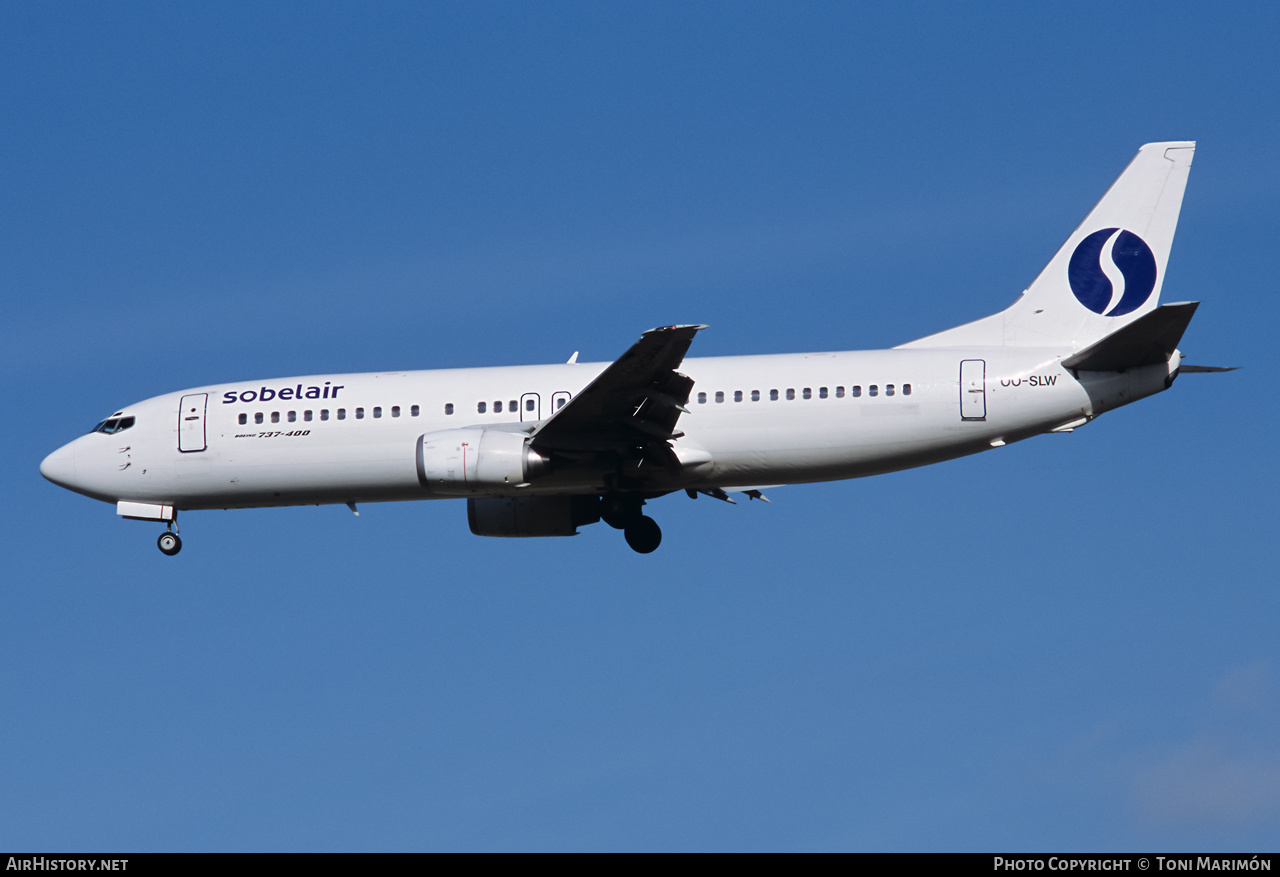 Aircraft Photo of OO-SLW | Boeing 737-448 | Sobelair | AirHistory.net #179314