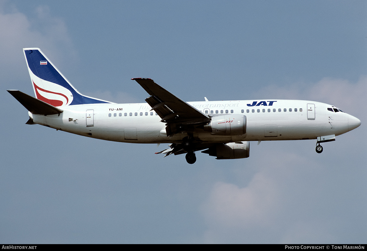 Aircraft Photo of YU-ANI | Boeing 737-3H9 | JAT Yugoslav Airlines - Jugoslovenski Aerotransport | AirHistory.net #179645