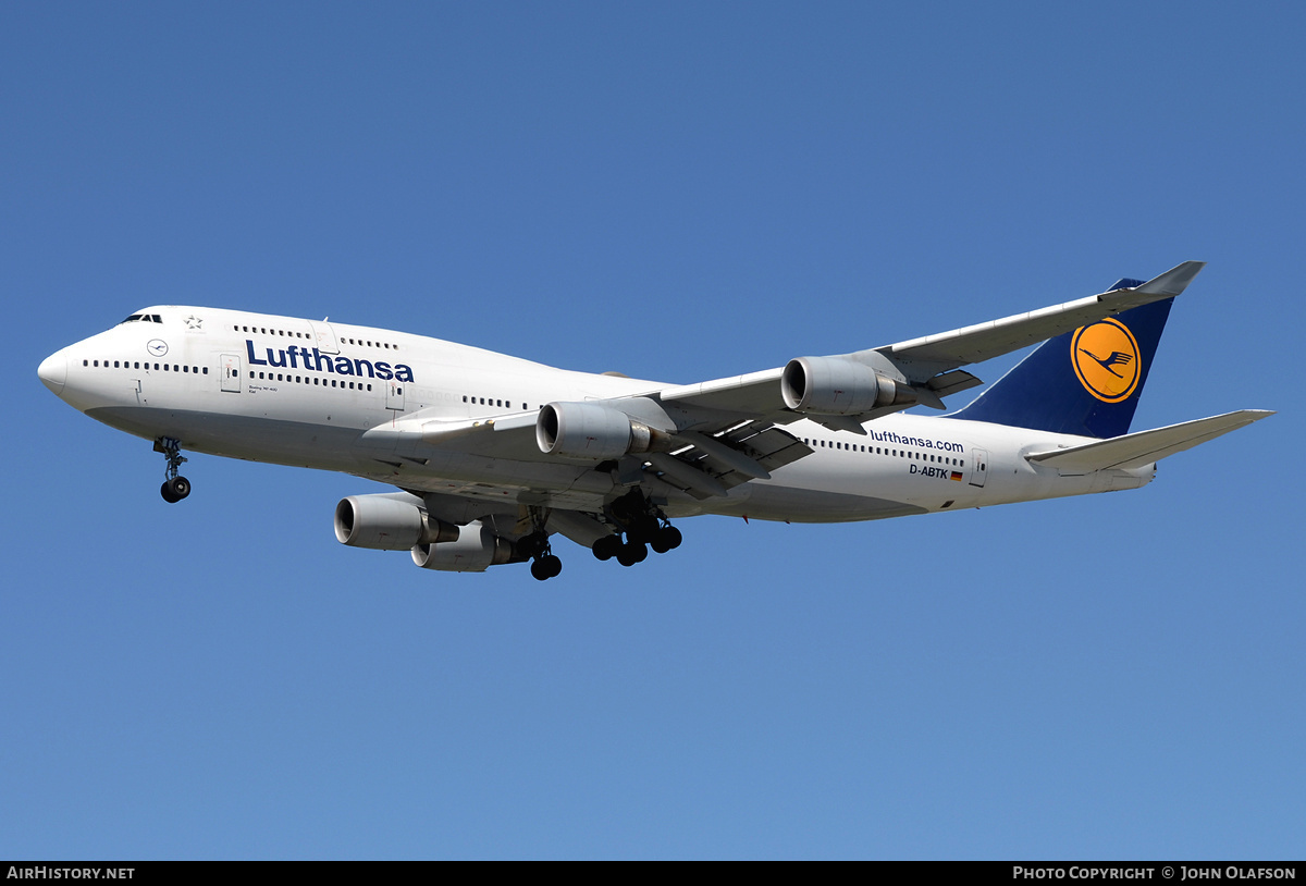 Aircraft Photo of D-ABTK | Boeing 747-430 | Lufthansa | AirHistory.net #179808