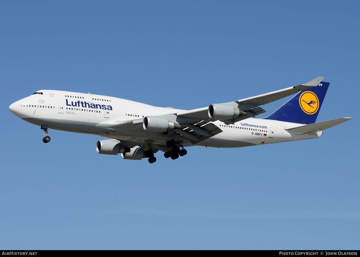 Aircraft Photo of D-ABVY | Boeing 747-430 | Lufthansa | AirHistory.net #179810