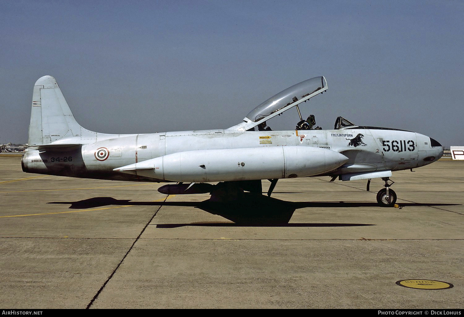Aircraft Photo of B.F11-34/26 / 56113 | Lockheed T-33A | Thailand - Air Force | AirHistory.net #181262