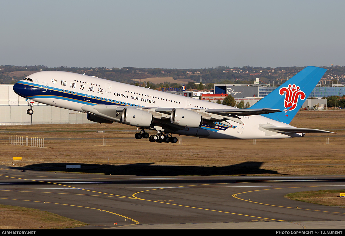 Aircraft Photo of B-6136 | Airbus A380-841 | China Southern Airlines | AirHistory.net #182933