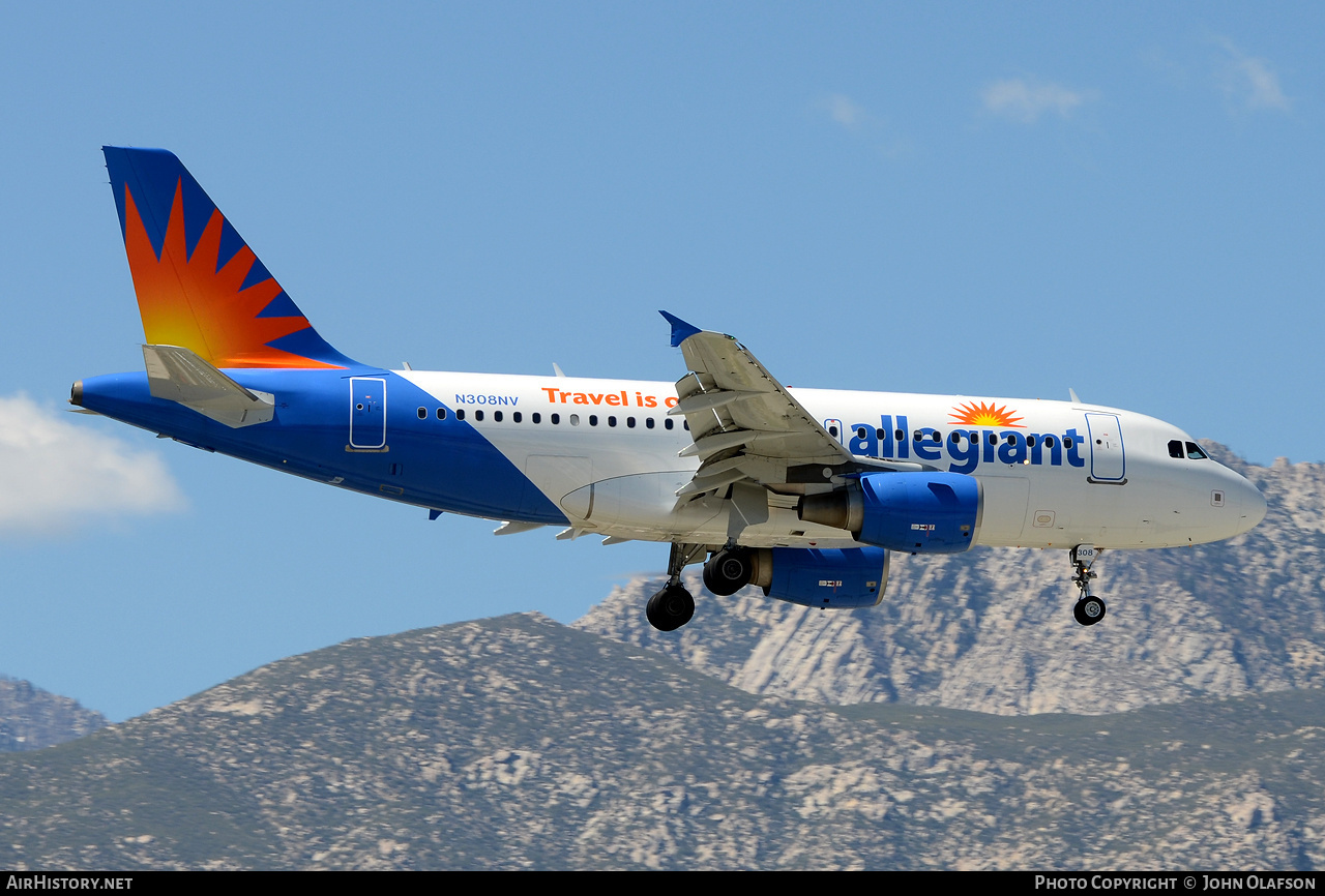 Aircraft Photo of N308NV | Airbus A319-112 | Allegiant Air | AirHistory.net #184932