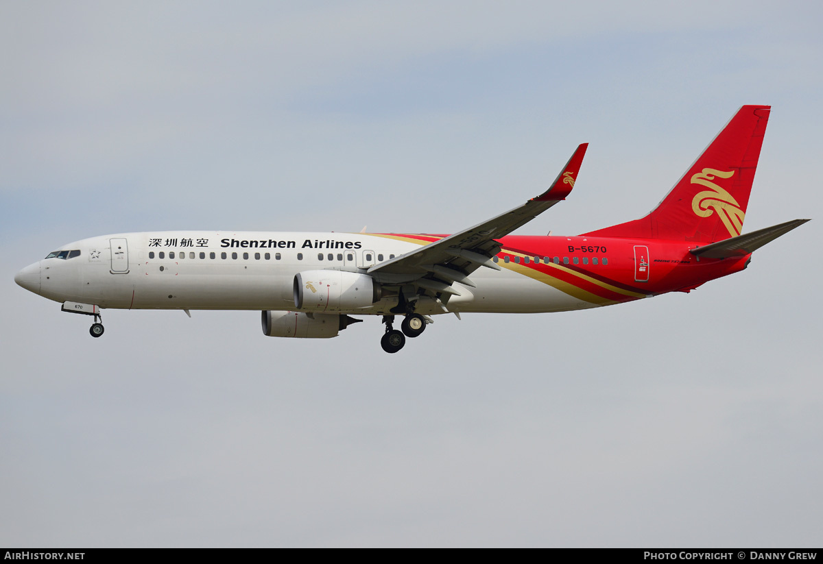 Aircraft Photo of B-5670 | Boeing 737-87L | Shenzhen Airlines | AirHistory.net #185835