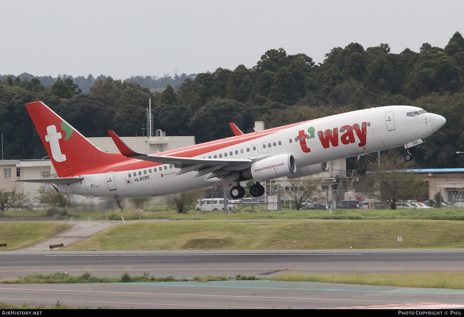 Aircraft Photo of HL8095 | Boeing 737-8Q8 | T'way Air | AirHistory.net #186478