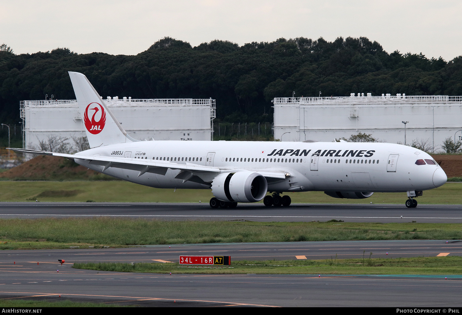 Aircraft Photo of JA863J | Boeing 787-9 Dreamliner | Japan Airlines - JAL | AirHistory.net #187350