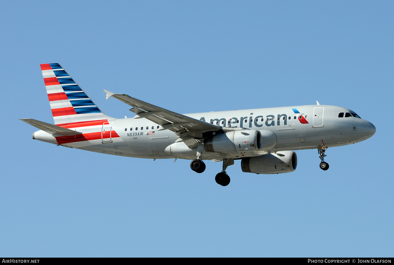 Aircraft Photo of N839AW | Airbus A319-132 | American Airlines | AirHistory.net #188045