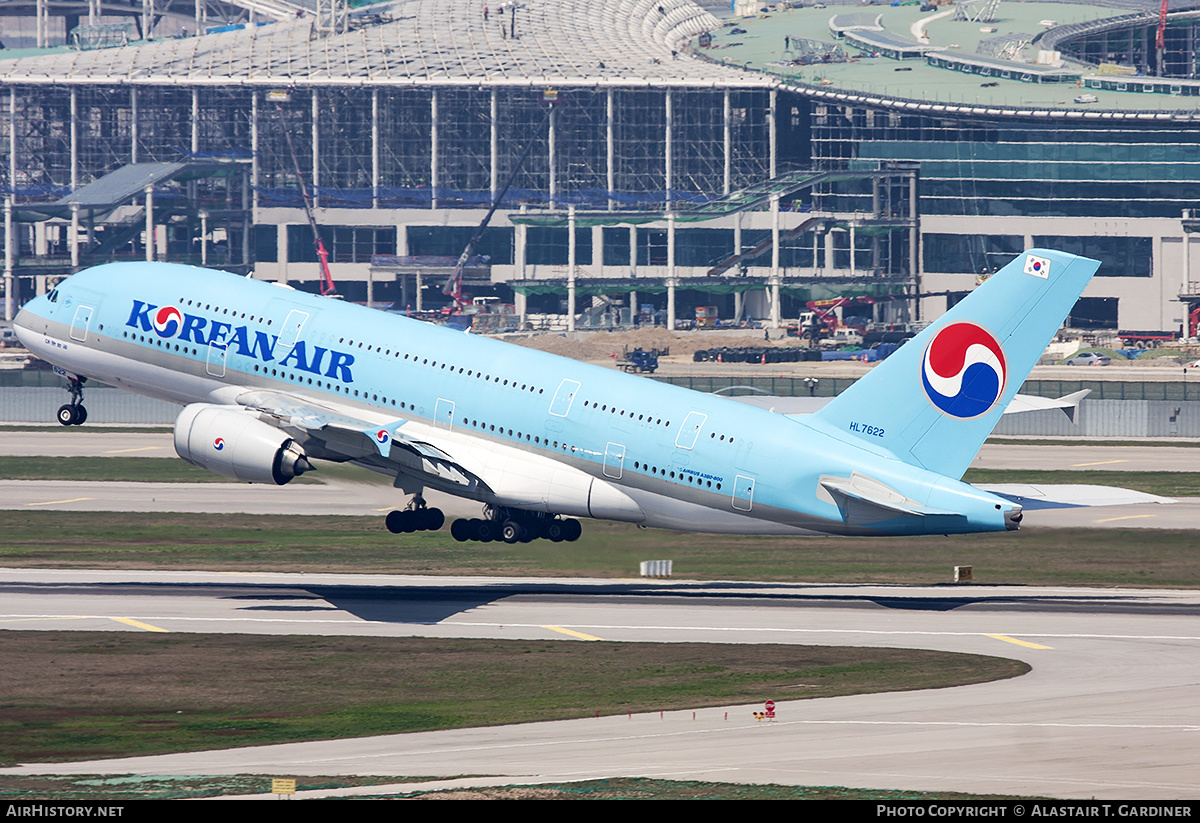 Aircraft Photo of HL7622 | Airbus A380-861 | Korean Air | AirHistory.net #190382