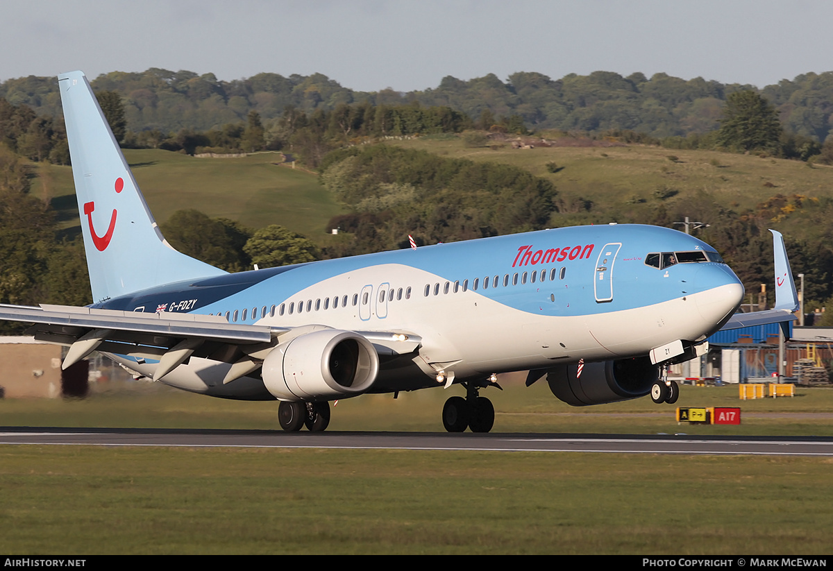 Aircraft Photo of G-FDZY | Boeing 737-8K5 | Thomson Airways | AirHistory.net #190486