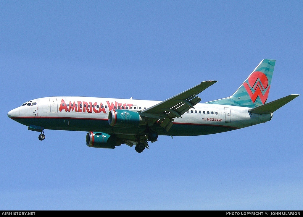 Aircraft Photo of N334AW | Boeing 737-3Y0 | America West Airlines | AirHistory.net #191174