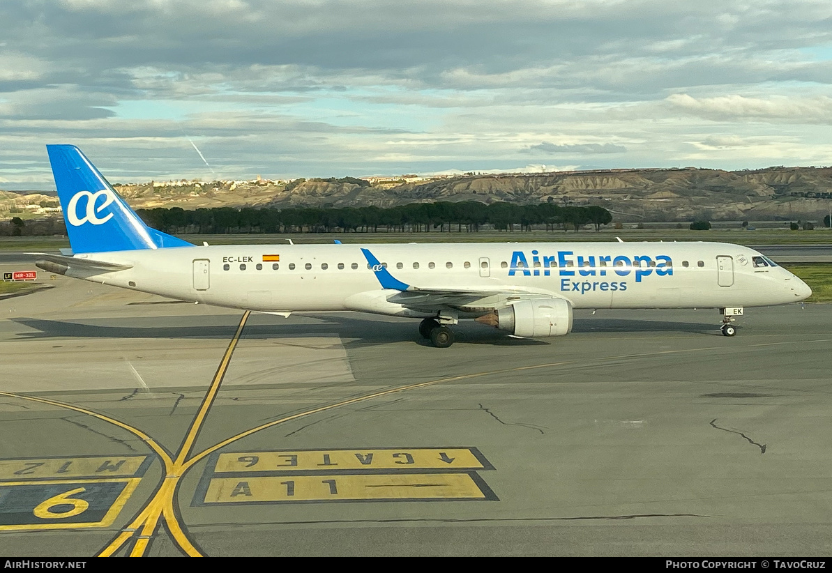 Aircraft Photo of EC-LEK | Embraer 195LR (ERJ-190-200LR) | Air Europa Express | AirHistory.net #191469