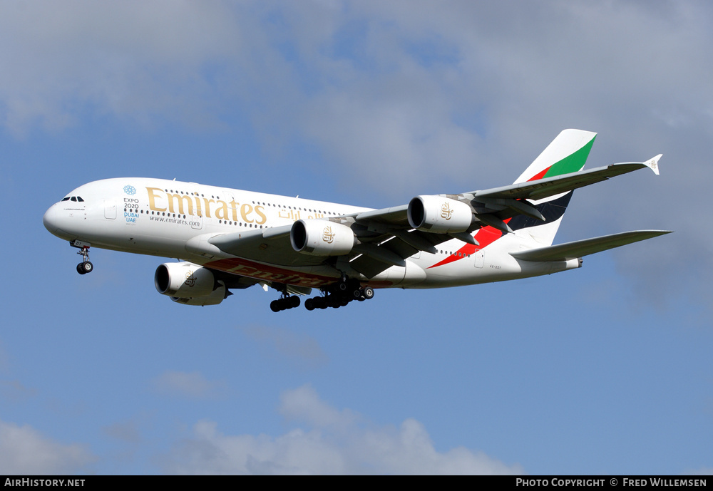 Aircraft Photo of A6-EDT | Airbus A380-861 | Emirates | AirHistory.net #192446