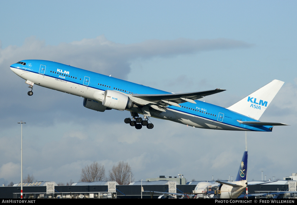 Aircraft Photo of PH-BQL | Boeing 777-206/ER | KLM Asia | AirHistory.net #193324