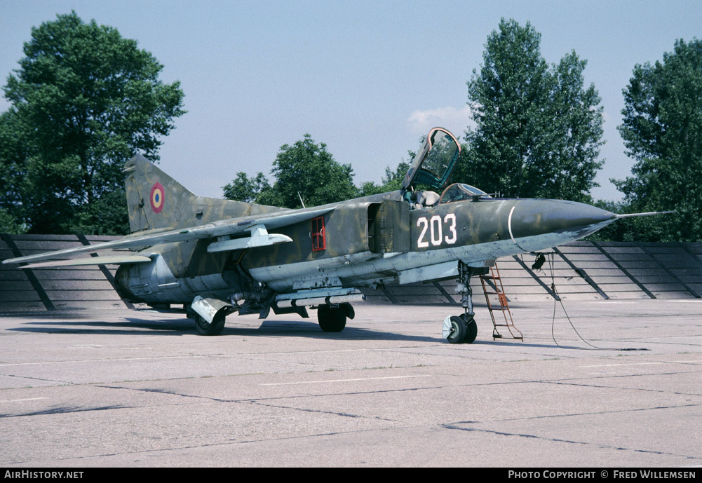 Aircraft Photo of 203 | Mikoyan-Gurevich MiG-23MF | Romania - Air Force | AirHistory.net #194053