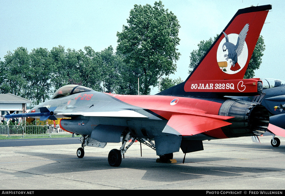 Aircraft Photo of J-218 | General Dynamics F-16A Fighting Falcon | Netherlands - Air Force | AirHistory.net #195077