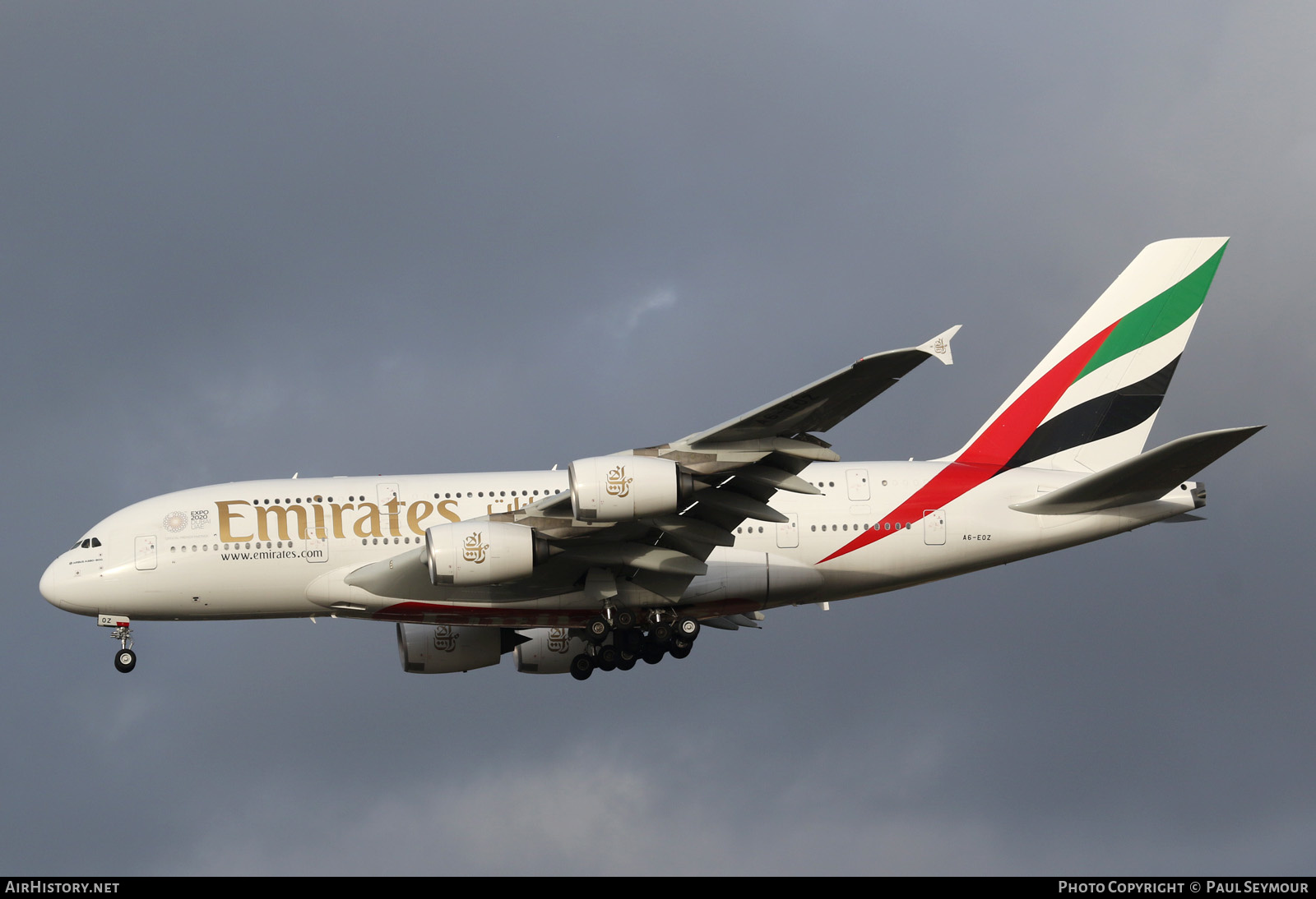 Aircraft Photo of A6-EOZ | Airbus A380-861 | Emirates | AirHistory.net #198425