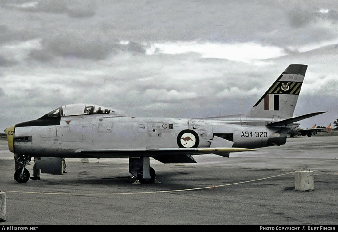 Aircraft Photo of A94-920 | Commonwealth CA-27 Sabre Mk30 | Australia - Air Force | AirHistory.net #198700
