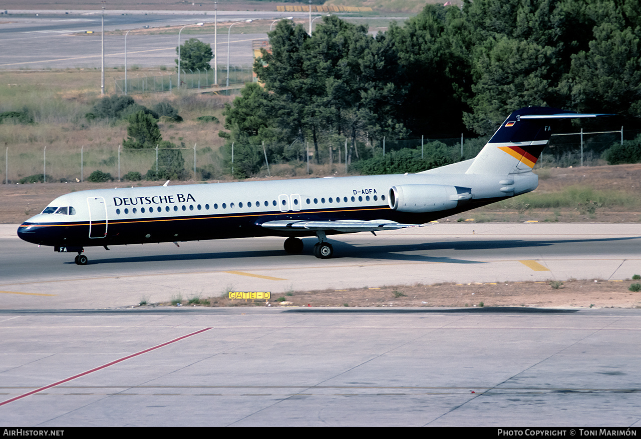 Aircraft Photo of D-ADFA | Fokker 100 (F28-0100) | Deutsche BA | AirHistory.net #199690
