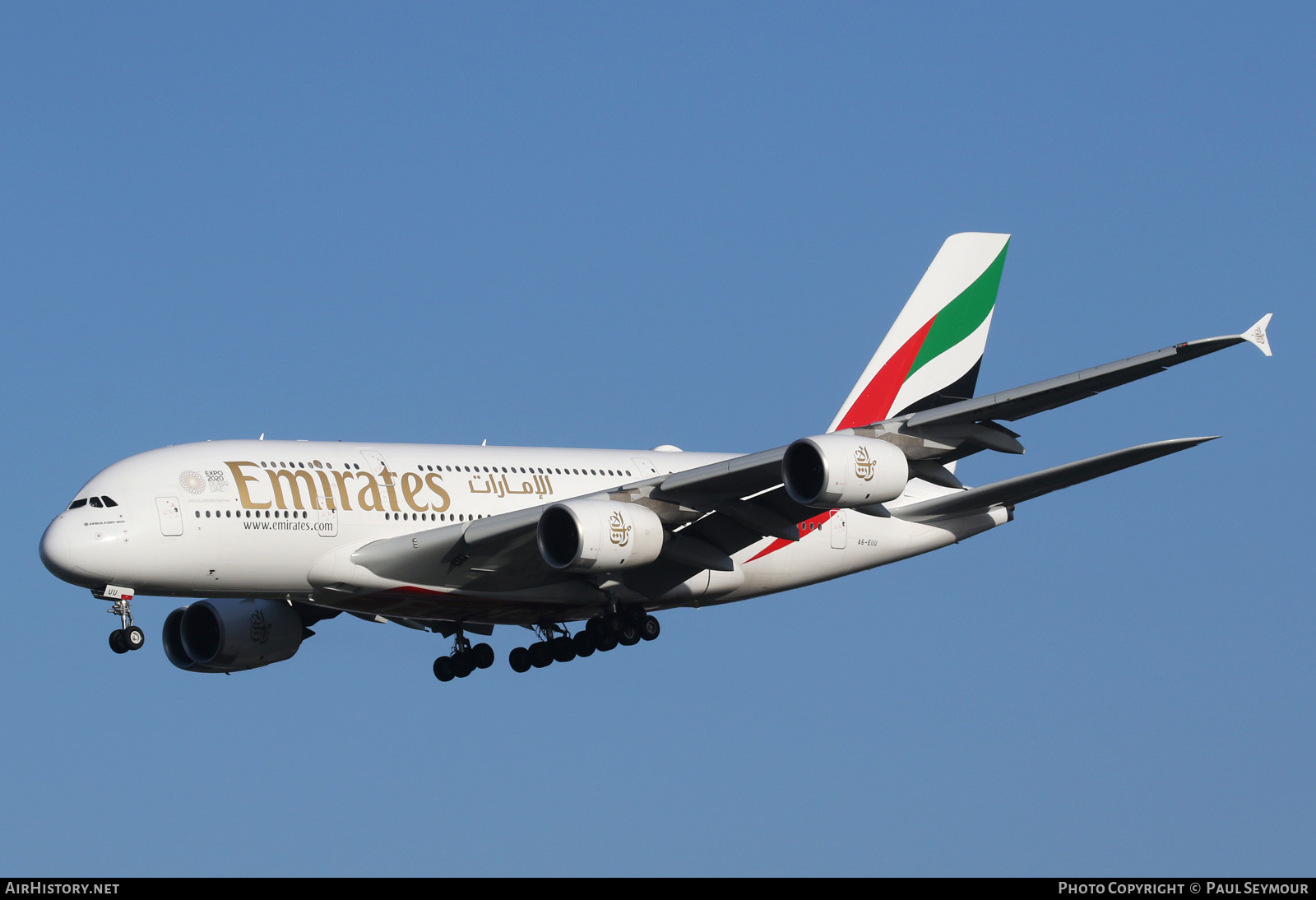 Aircraft Photo of A6-EUU | Airbus A380-842 | Emirates | AirHistory.net #200697