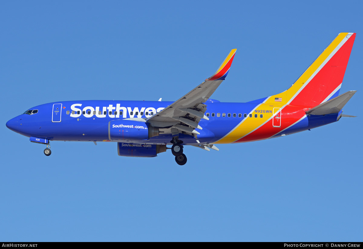 Aircraft Photo of N926WN | Boeing 737-7H4 | Southwest Airlines | AirHistory.net #201171