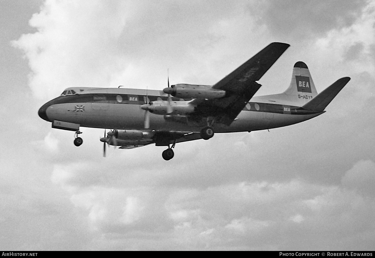 Aircraft Photo of G-AOYS | Vickers 806 Viscount | BEA - British European Airways | AirHistory.net #201697