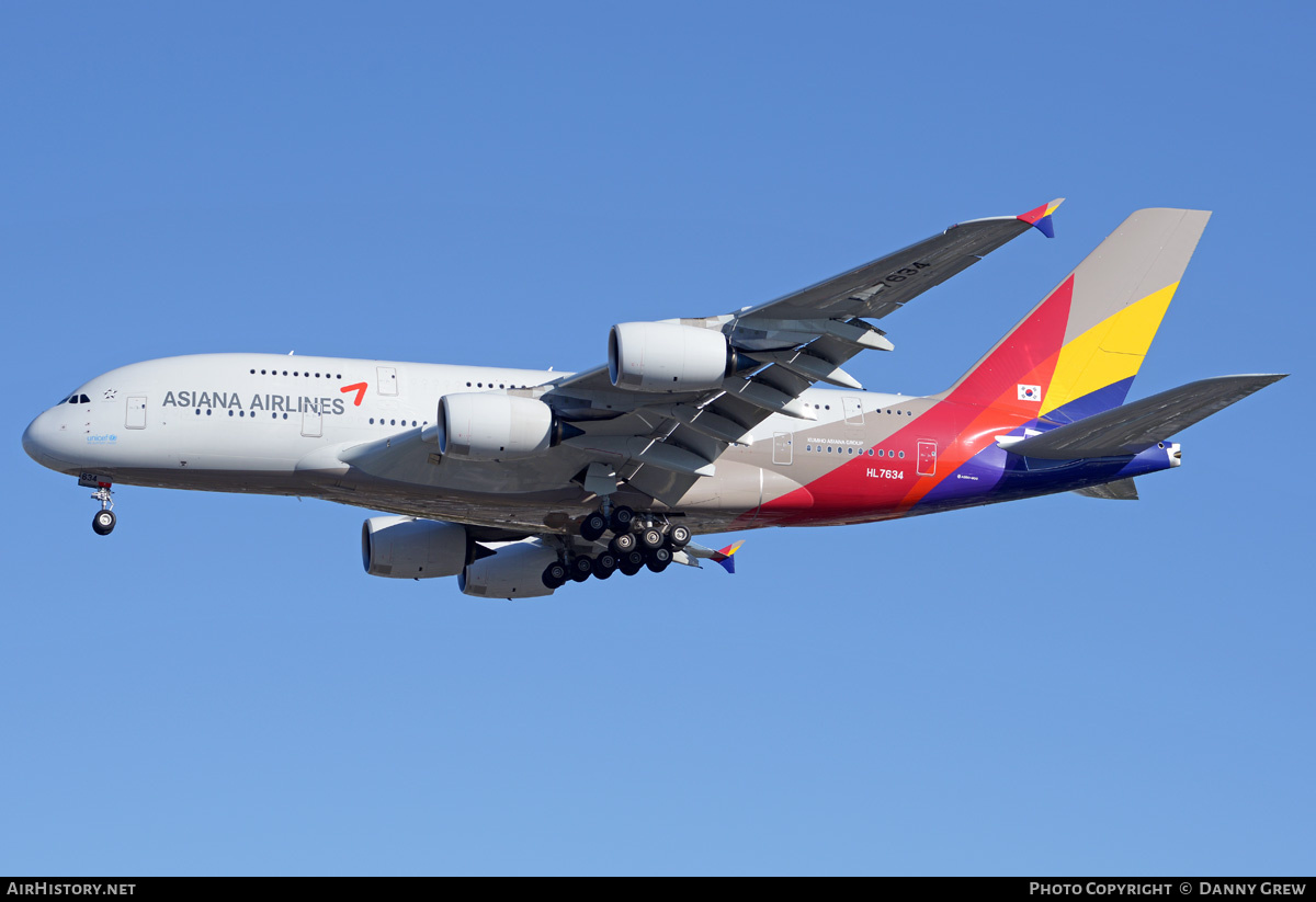 Aircraft Photo of HL7634 | Airbus A380-861 | Asiana Airlines | AirHistory.net #202360