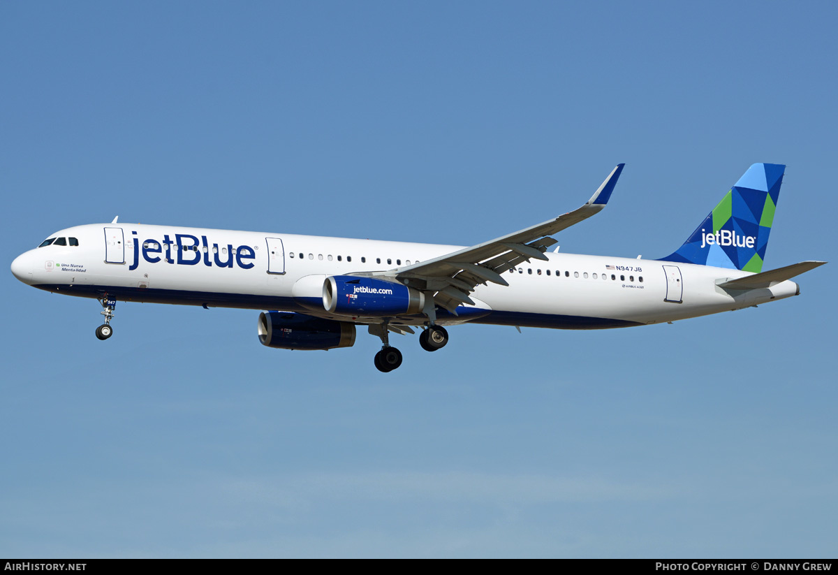 Aircraft Photo of N947JB | Airbus A321-231 | JetBlue Airways | AirHistory.net #202947