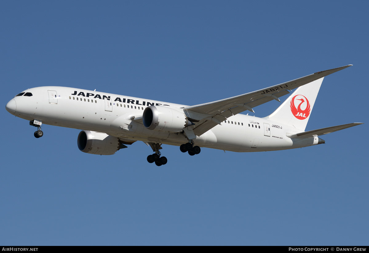 Aircraft Photo of JA821J | Boeing 787-8 Dreamliner | Japan Airlines - JAL | AirHistory.net #203328