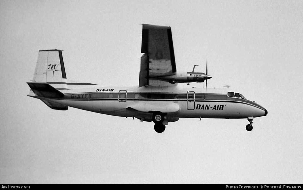 Aircraft Photo of G-AYFR | Nord 262A-22 | Dan-Air London | AirHistory.net #205001
