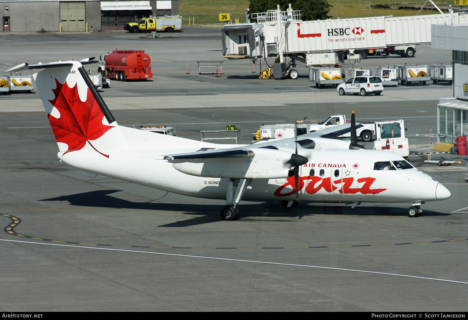 Aircraft Photo of C-GOND | De Havilland Canada DHC-8-102 Dash 8 | Air Canada Jazz | AirHistory.net #205219