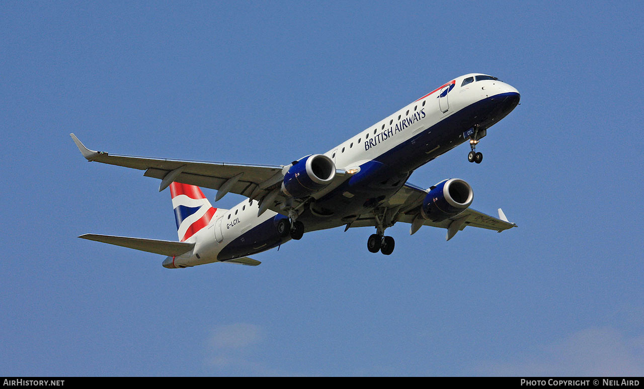 Aircraft Photo of G-LCYL | Embraer 190SR (ERJ-190-100SR) | British Airways | AirHistory.net #206746