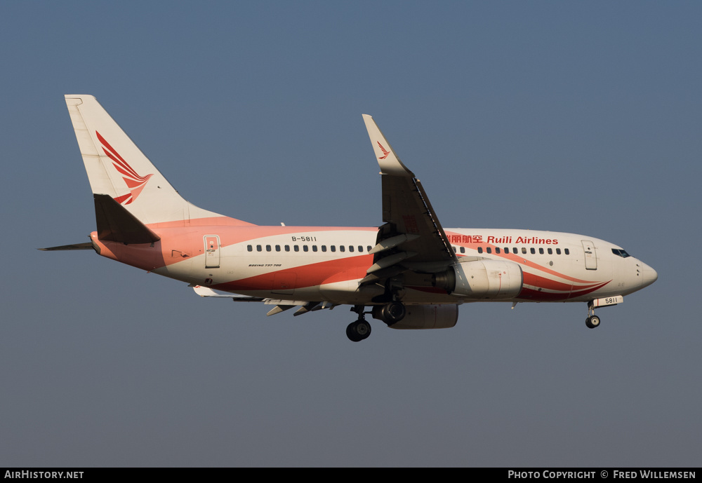 Aircraft Photo of B-5811 | Boeing 737-76J | Ruili Airlines | AirHistory.net #208293