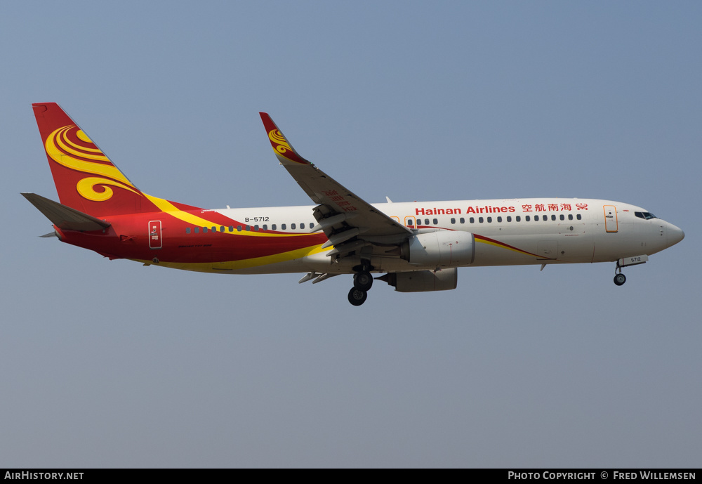 Aircraft Photo of B-5712 | Boeing 737-84P | Hainan Airlines | AirHistory.net #208299