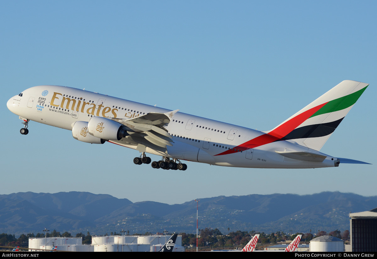 Aircraft Photo of A6-EOC | Airbus A380-861 | Emirates | AirHistory.net #208336