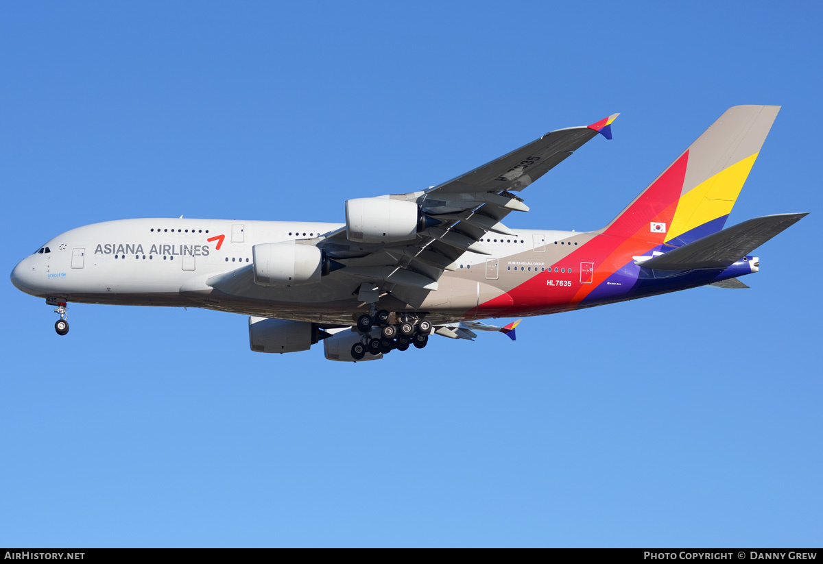 Aircraft Photo of HL7635 | Airbus A380-841 | Asiana Airlines | AirHistory.net #208458