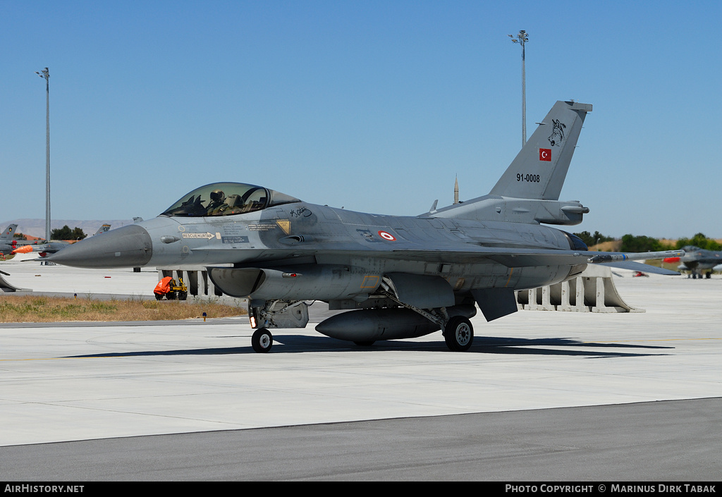 Aircraft Photo of 91-0008 | General Dynamics F-16CG Night Falcon | Turkey - Air Force | AirHistory.net #209261