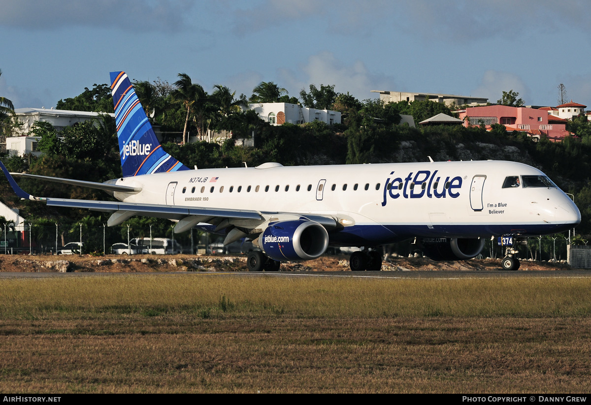 Aircraft Photo of N374JB | Embraer 190AR (ERJ-190-100IGW) | JetBlue Airways | AirHistory.net #209896