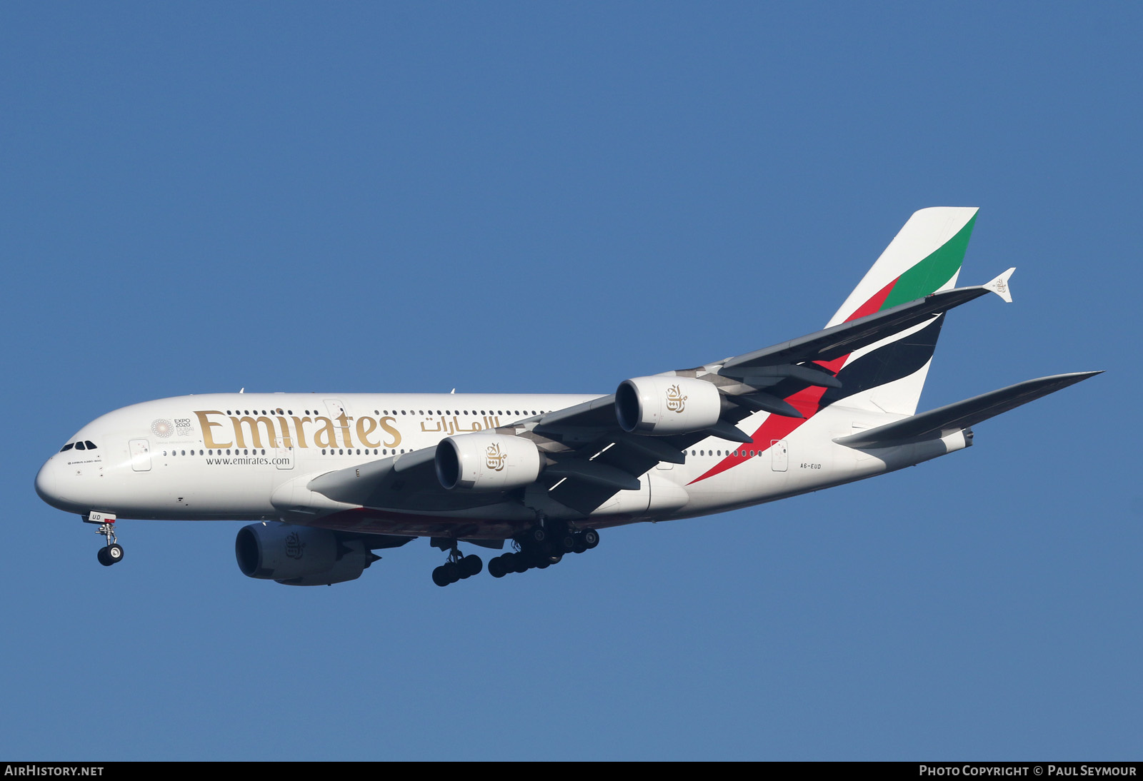 Aircraft Photo of A6-EUD | Airbus A380-861 | Emirates | AirHistory.net #212378