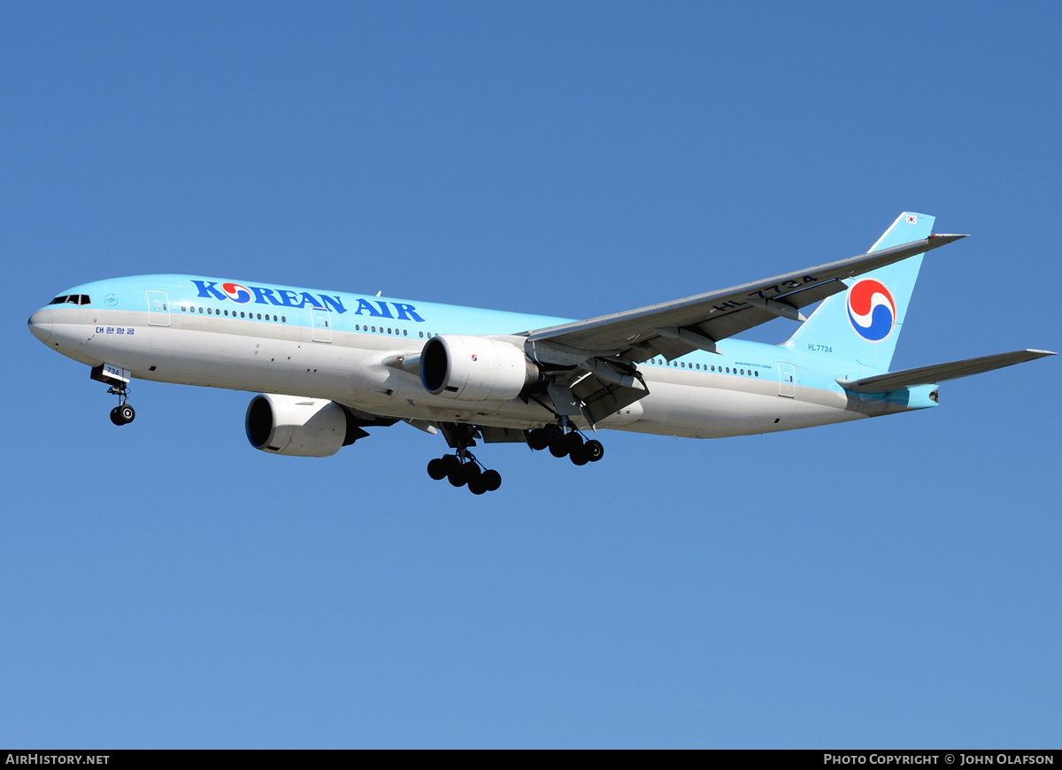 Aircraft Photo of HL7734 | Boeing 777-2B5/ER | Korean Air | AirHistory.net #212730