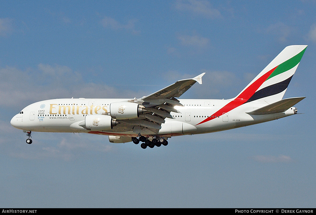 Aircraft Photo of A6-EEB | Airbus A380-861 | Emirates | AirHistory.net #214998