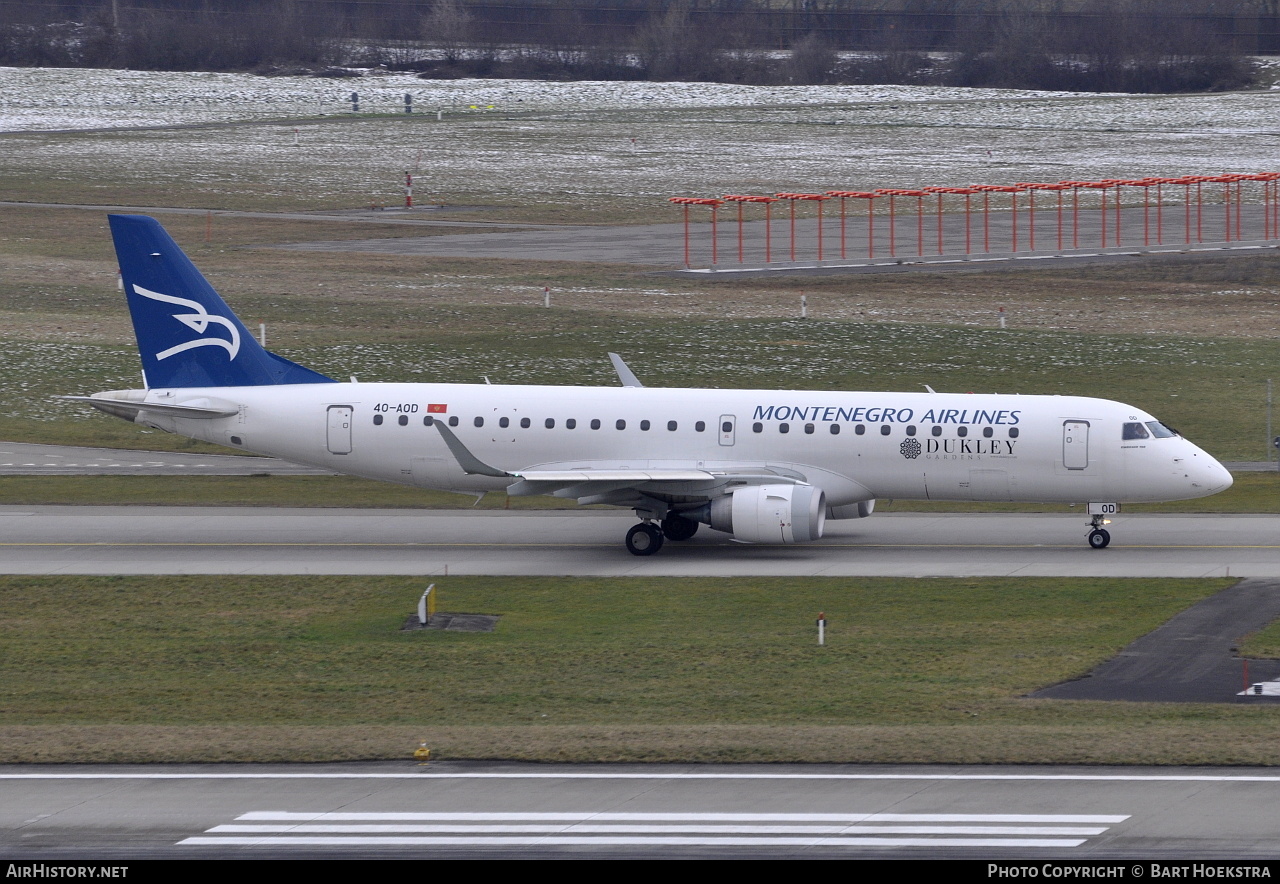 Aircraft Photo of 4O-AOD | Embraer 190LR (ERJ-190-100LR) | Montenegro Airlines | AirHistory.net #215095