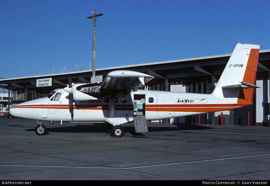 Aircraft Photo of C-GFAW | De Havilland Canada DHC-6-200 Twin Otter | AirWest Airlines | AirHistory.net #216071