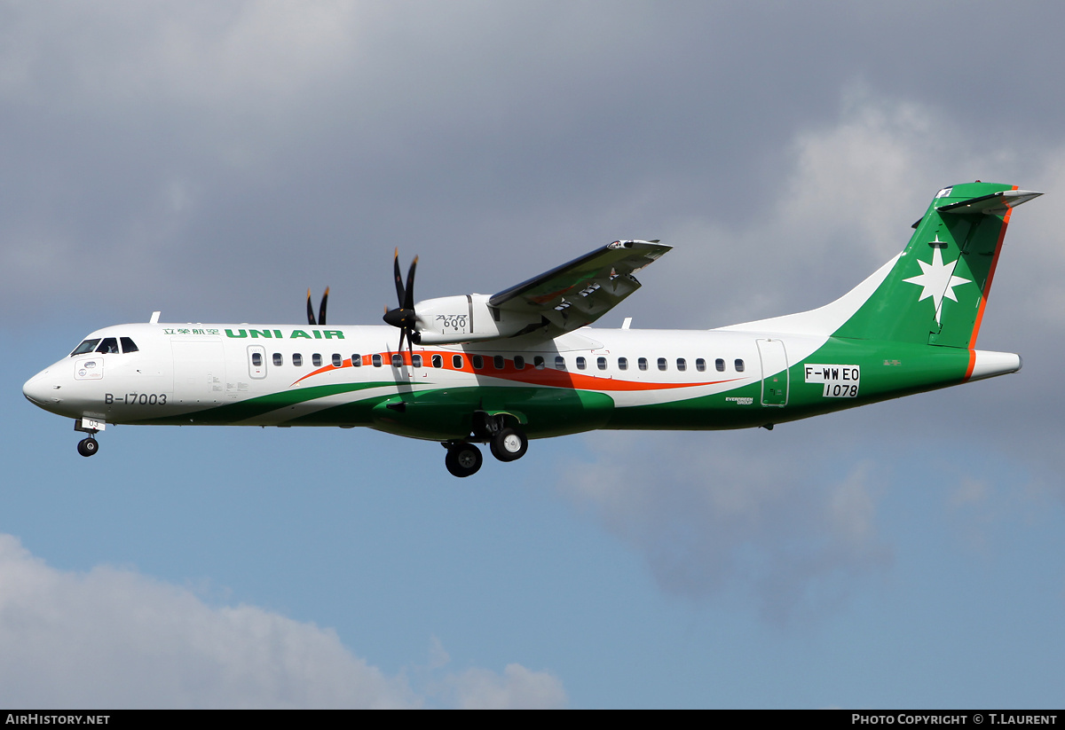 Aircraft Photo of F-WWEO / B-17003 | ATR ATR-72-600 (ATR-72-212A) | UNI Air | AirHistory.net #218942