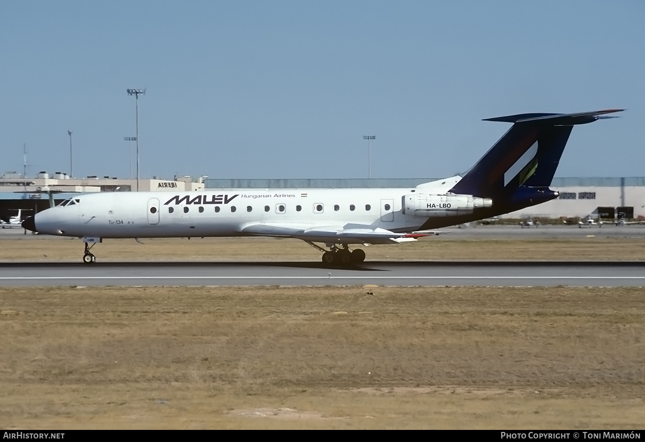 Aircraft Photo of HA-LBO | Tupolev Tu-134A-3 | Malév - Hungarian Airlines | AirHistory.net #220288