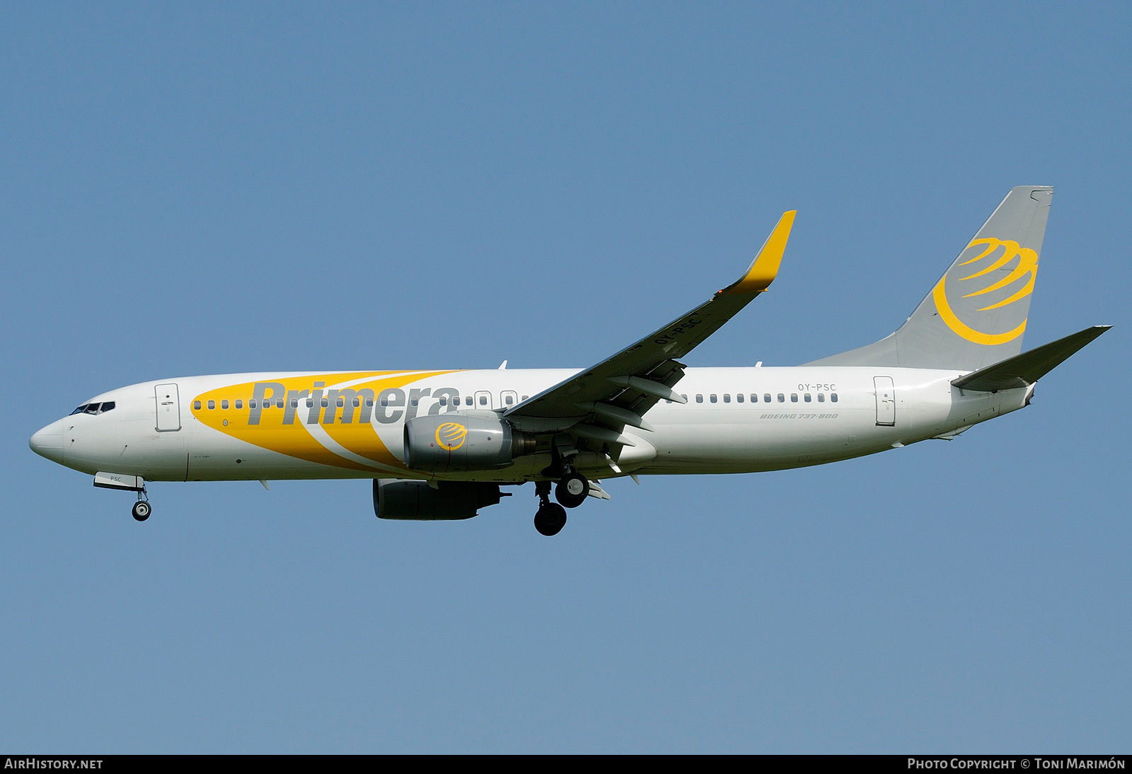 Aircraft Photo of OY-PSC | Boeing 737-8Q8 | Primera Air | AirHistory.net #223846