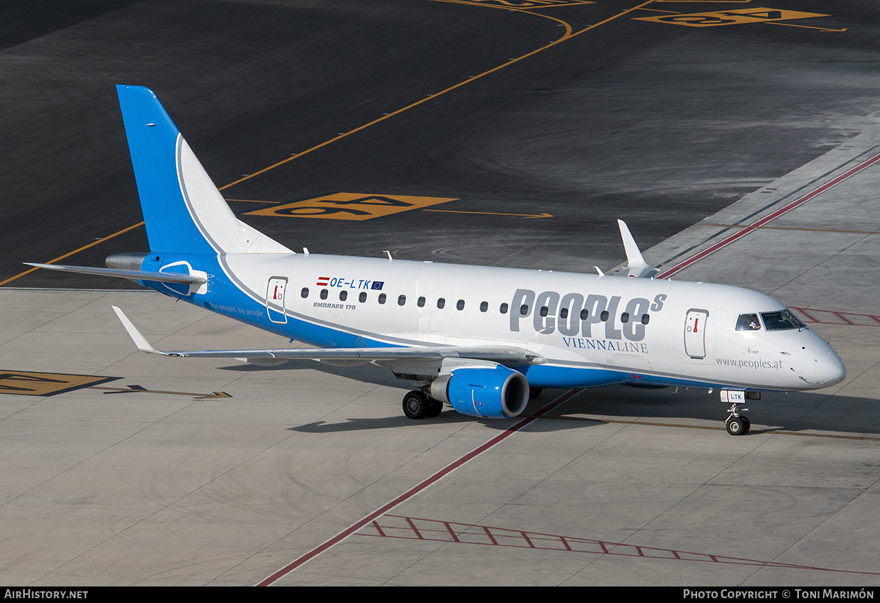 Aircraft Photo of OE-LTK | Embraer 170LR (ERJ-170-100LR) | People's Viennaline | AirHistory.net #224064