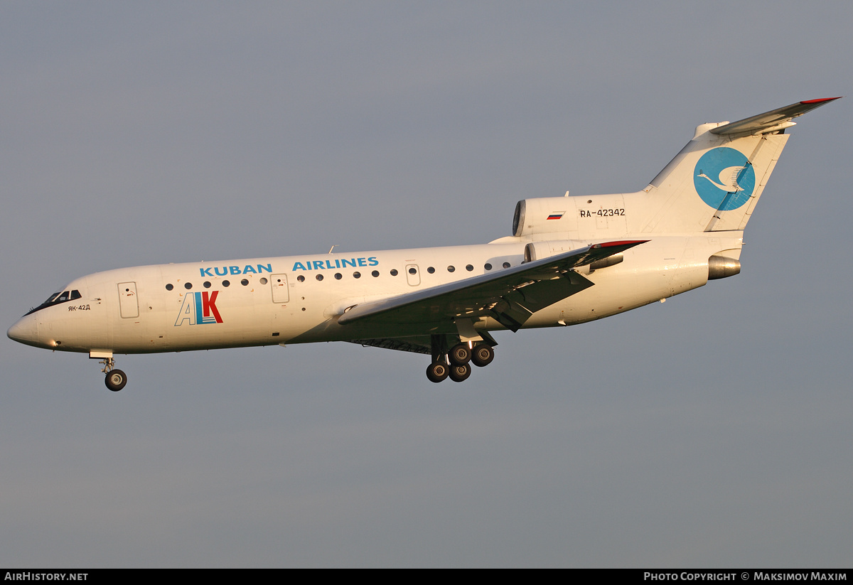 Aircraft Photo of RA-42342 | Yakovlev Yak-42D | Kuban Airlines - ALK | AirHistory.net #225226